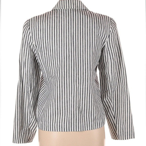 Gap Linen Blend Navy Stripe Lightweight Blazer Jacket Women’s Size 10 Medium - Picture 2 of 7
